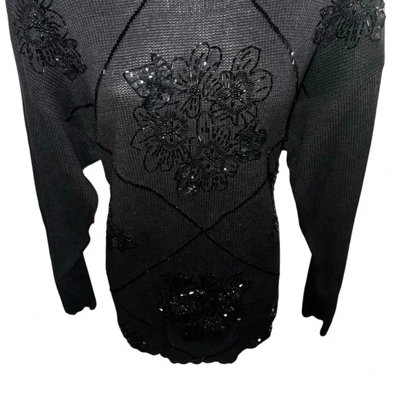 Vintage 80s bead sequin oversized pullover sweater Westwrn Connections L - Picture 3 of 9